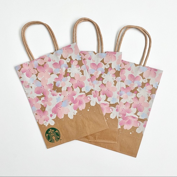 💥3/$15 Lot of 3 Starbucks Sakura Paper Totes